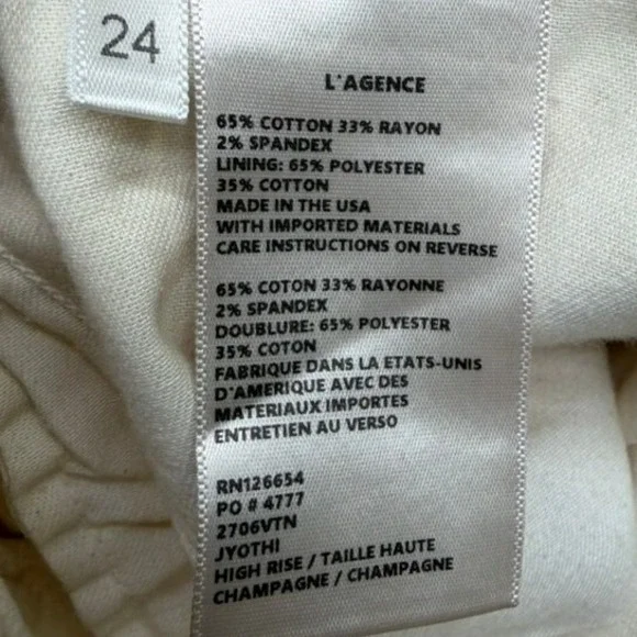NWT! LAGENCE JYOTHI High Rise Split Hem Stretch Cotton SZ 24 Velvett READ!
